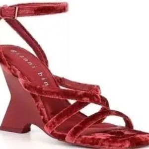Gianni Bini Novah Rust Velvet Square Toe Sandals